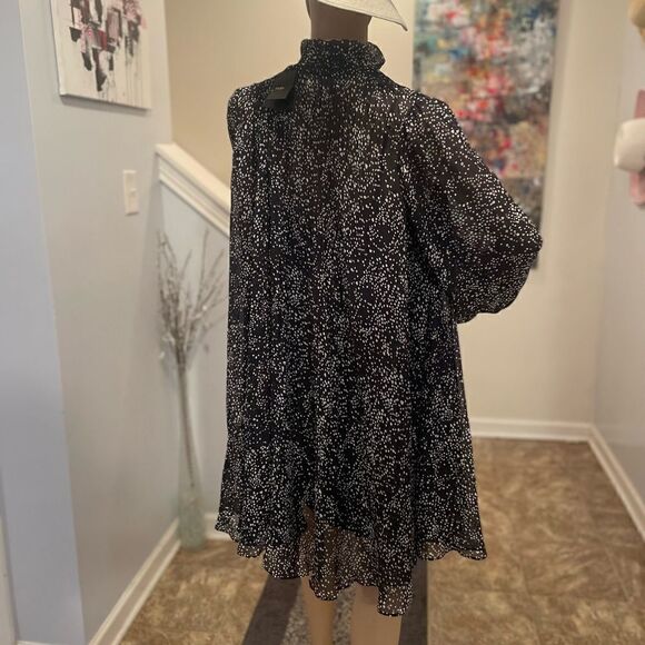 Maje Metallic Spot Print Silk Blend Swing Dress 40 - Picture 11 of 11